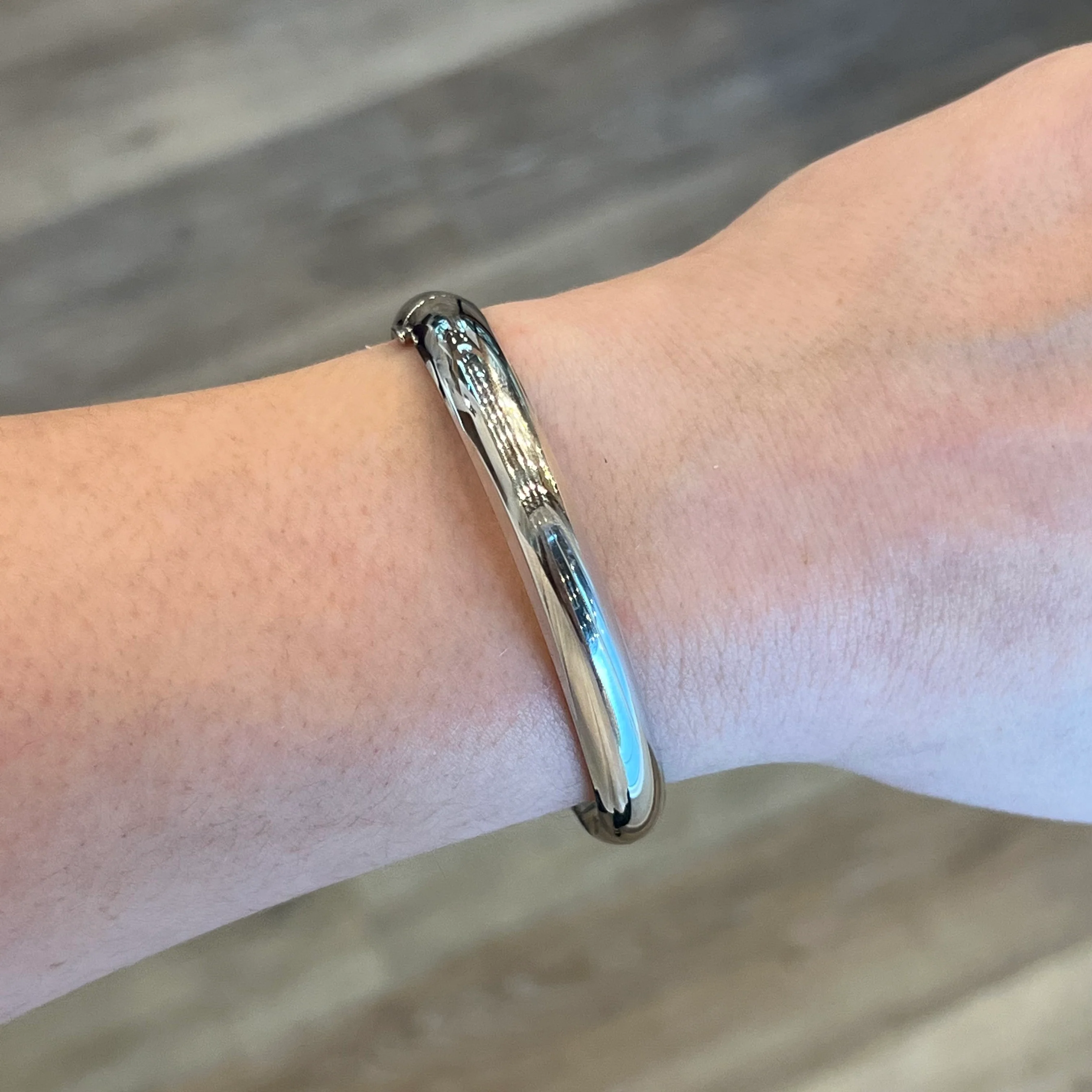 Modern 8mm Bangle Bracelet in 14k White Gold - Image 4