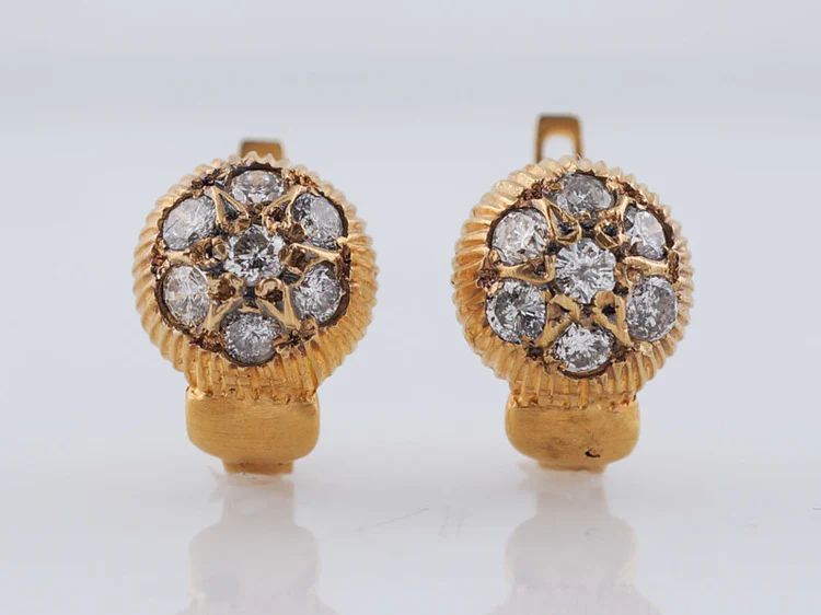 Modern .98 carat Pave Diamond Earrings in 18 karat Yellow Gold - Image 2