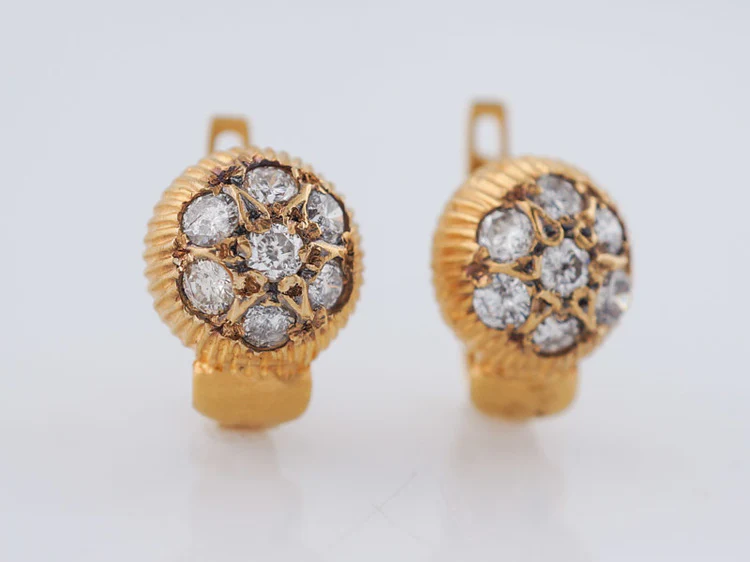 Modern .98 carat Pave Diamond Earrings in 18 karat Yellow Gold - Image 3