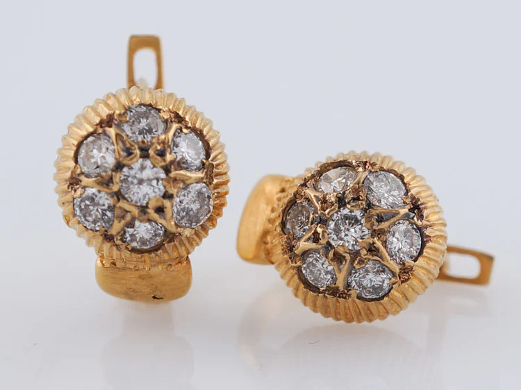 Modern .98 carat Pave Diamond Earrings in 18 karat Yellow Gold - Image 4