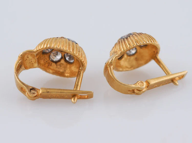 Modern .98 carat Pave Diamond Earrings in 18 karat Yellow Gold - Image 5