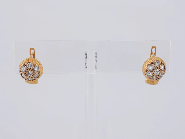 Modern .98 carat Pave Diamond Earrings in 18 karat Yellow Gold - Image 7