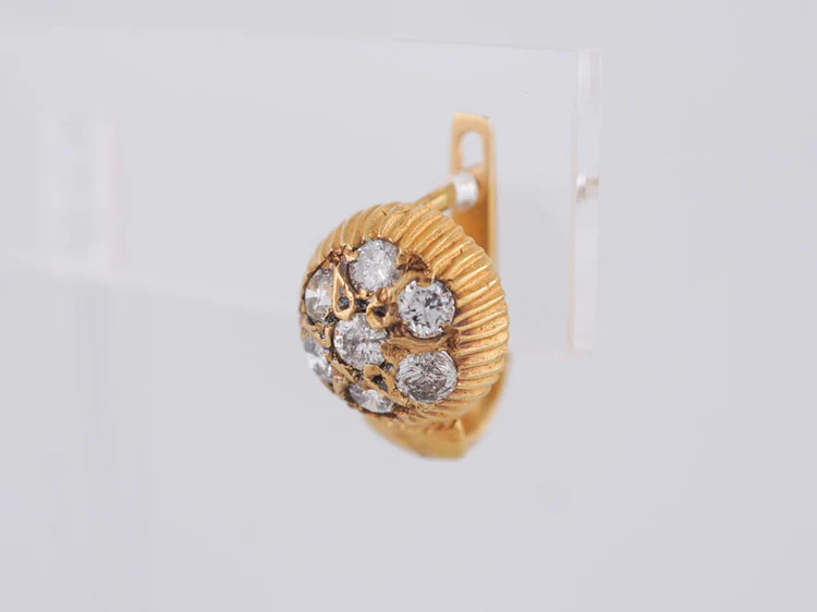Modern .98 carat Pave Diamond Earrings in 18 karat Yellow Gold - Image 8