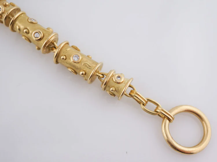 Modern Antique Style Bracelet 1.68ct Round Brilliant Cut Diamonds in 18k Yellow Gold - Image 2