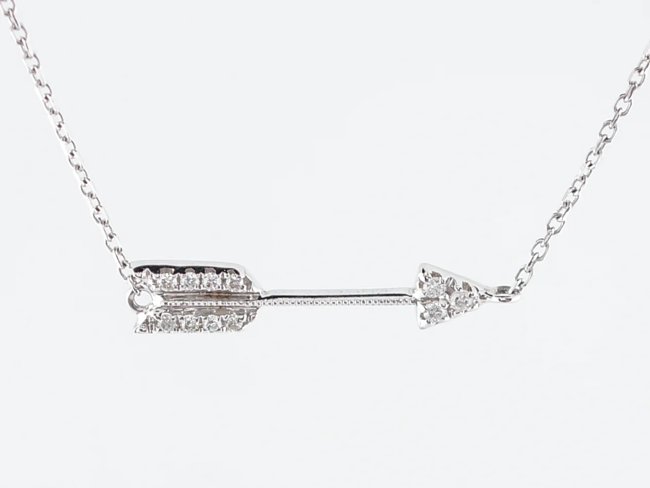 Modern Arrow Necklace .08 Round Brilliant Cut Diamonds in 14k White Gold - Image 2