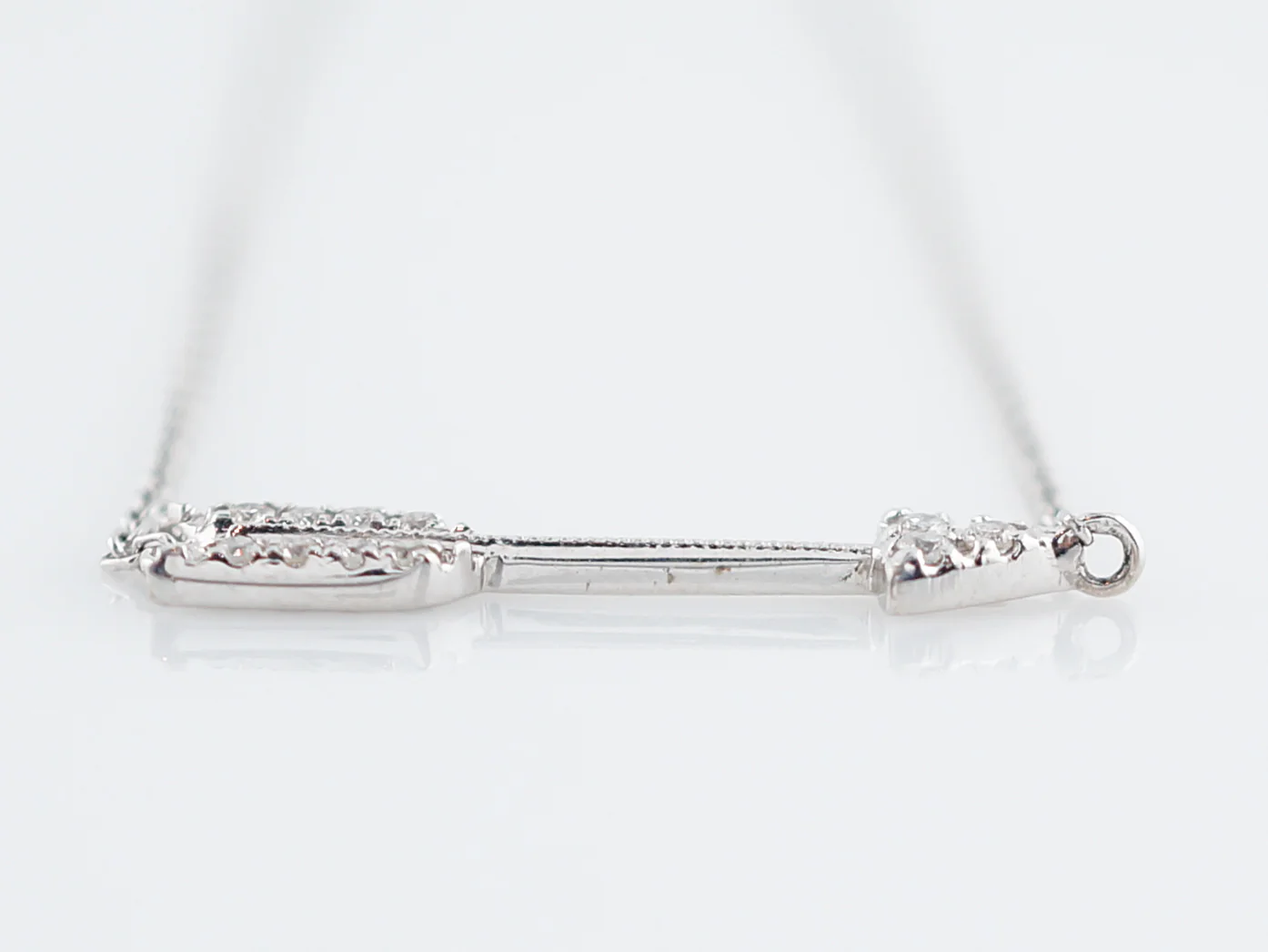 Modern Arrow Necklace .08 Round Brilliant Cut Diamonds in 14k White Gold - Image 3