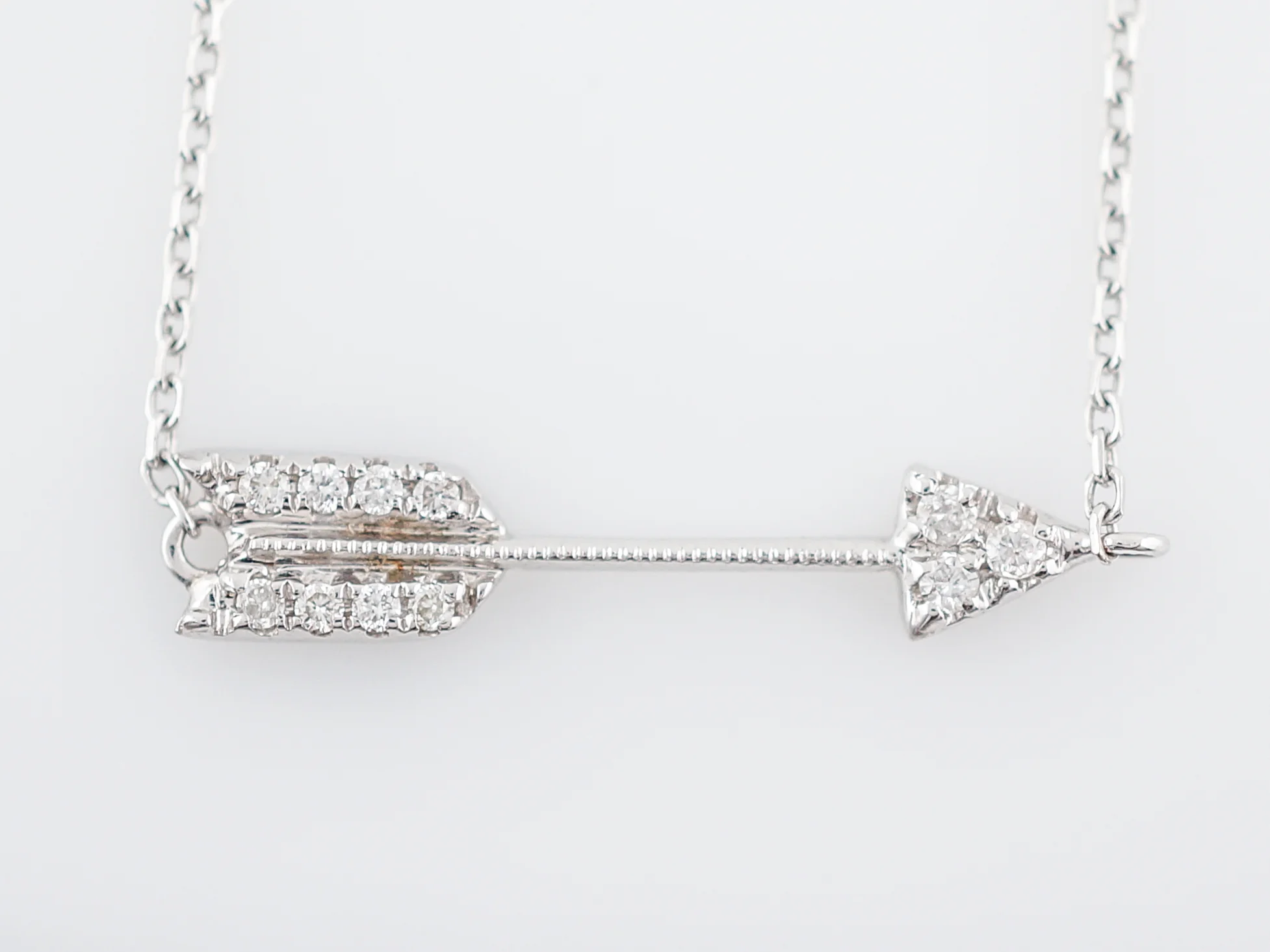 Modern Arrow Necklace .08 Round Brilliant Cut Diamonds in 14k White Gold - Image 4