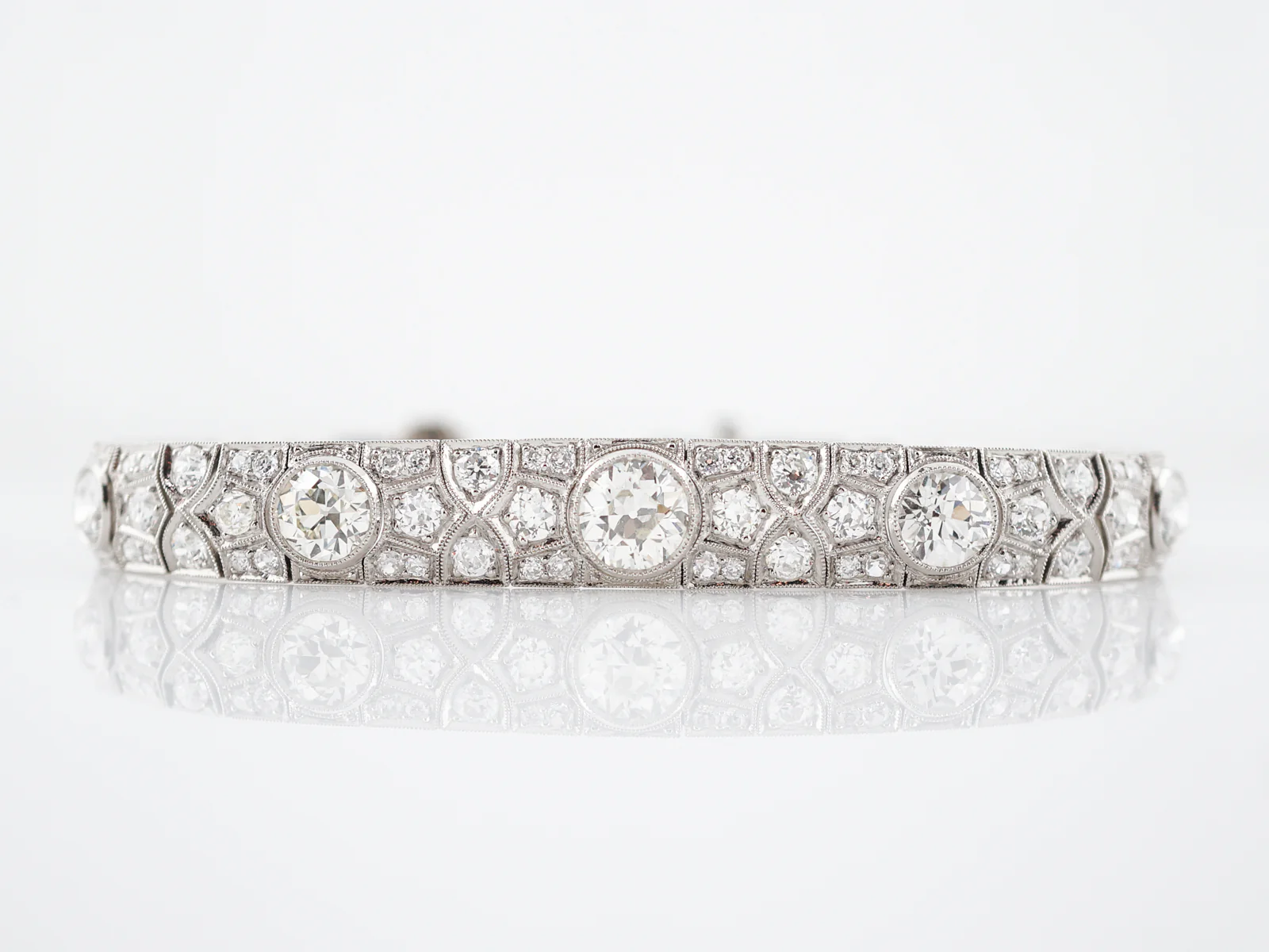 Modern Art Deco Style Bracelet 11.77 cttw Old European Cut Diamonds in Platinum