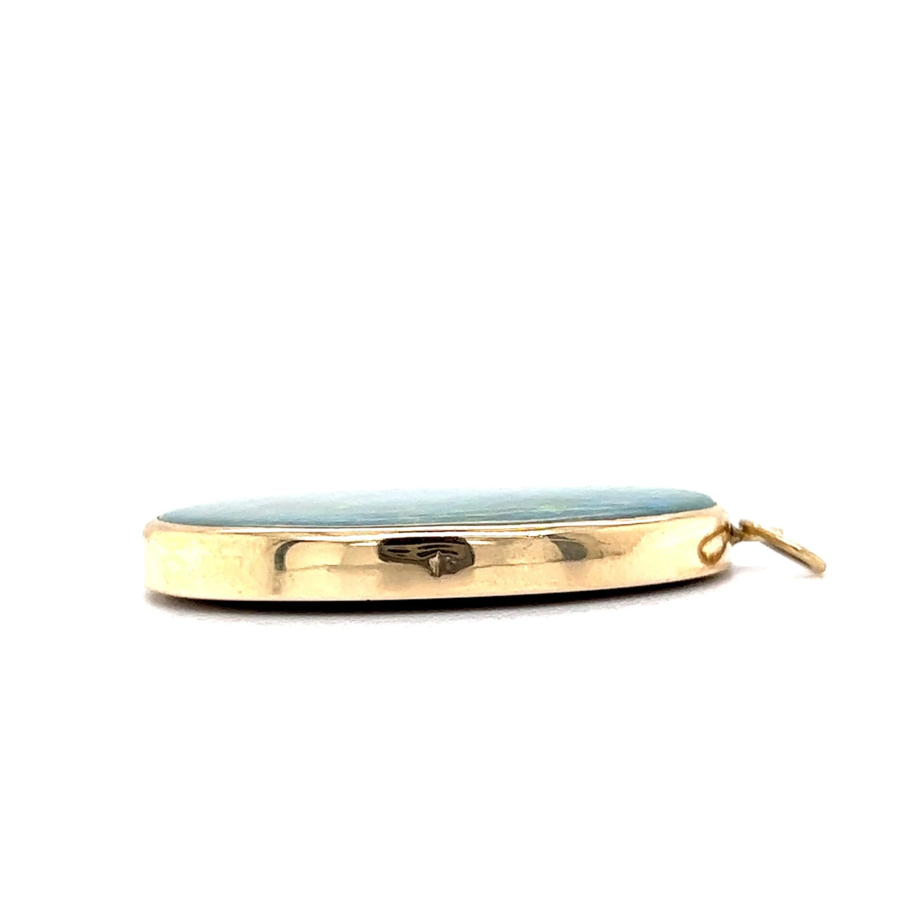 Modern Bezel Set Opal Pendant in 14k Yellow Gold - Image 3