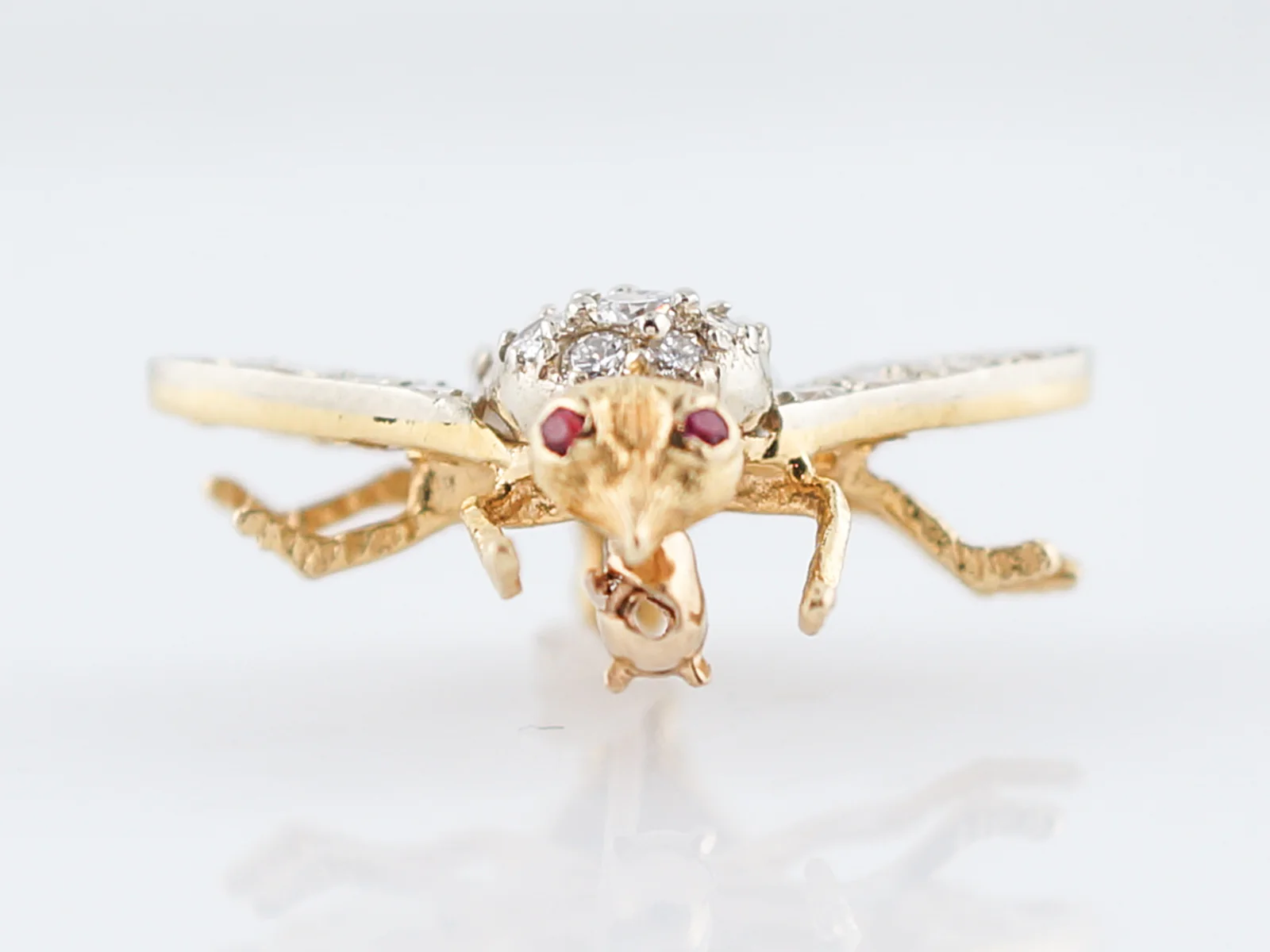 Modern Bug Pin 1.49 Round Brilliant Cut Diamonds in 14k Yellow Gold - Image 2