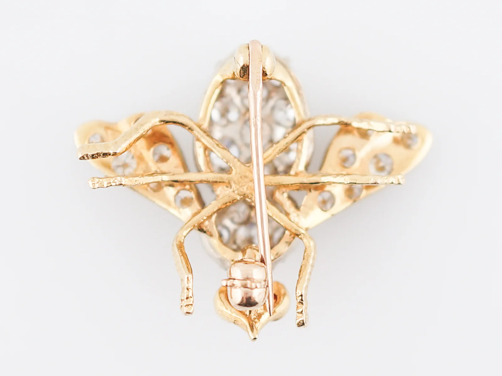 Modern Bug Pin 1.49 Round Brilliant Cut Diamonds in 14k Yellow Gold - Image 5