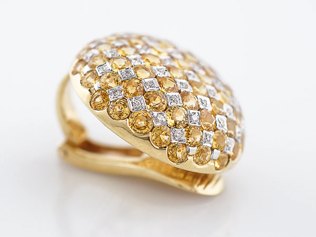 Modern Earrings 1.06 Single Cut Diamonds & Yellow Sapphire in 18K Yellow Gold - Image 5