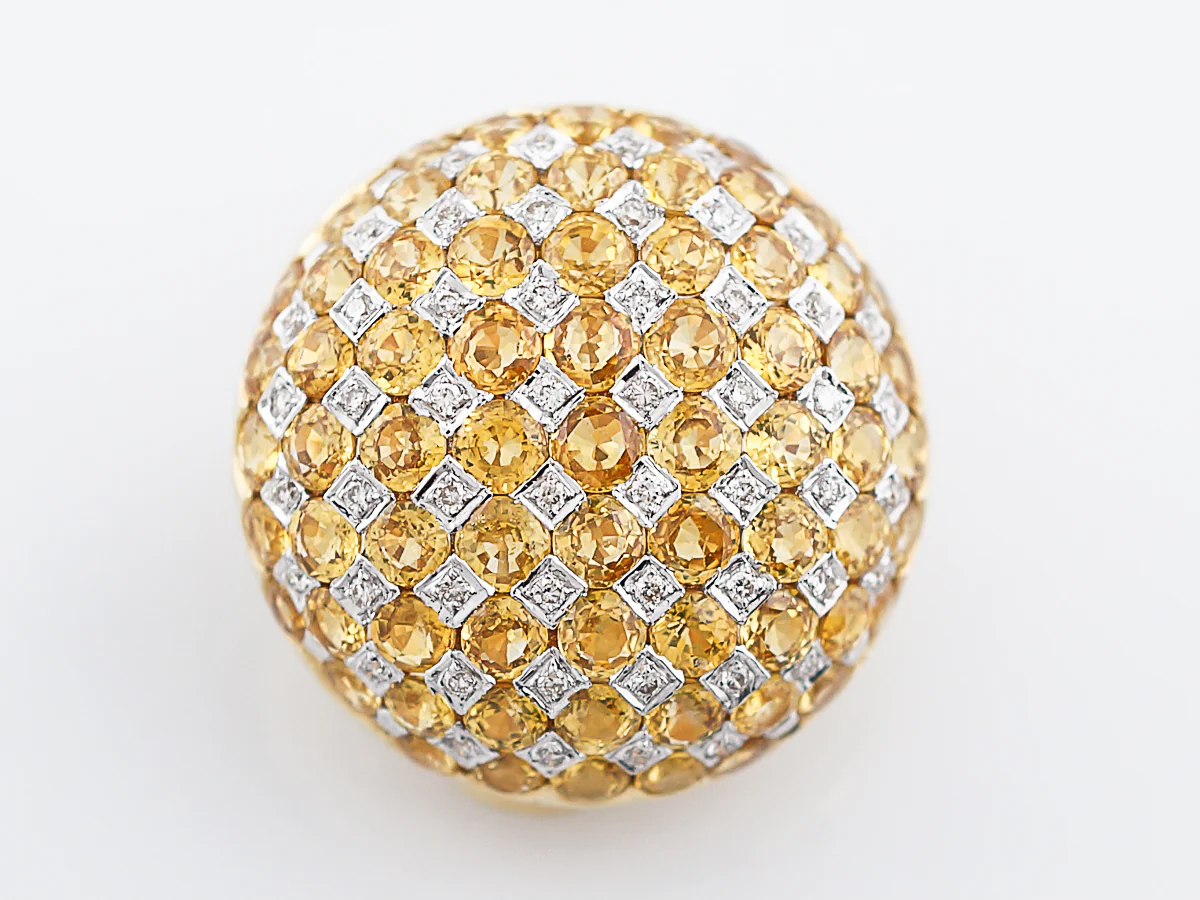 Modern Earrings 1.06 Single Cut Diamonds & Yellow Sapphire in 18K Yellow Gold - Image 6