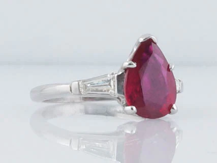 Modern Classic 2.06 Pear Shape Ruby and Diamond Ring in Platinum - Image 3