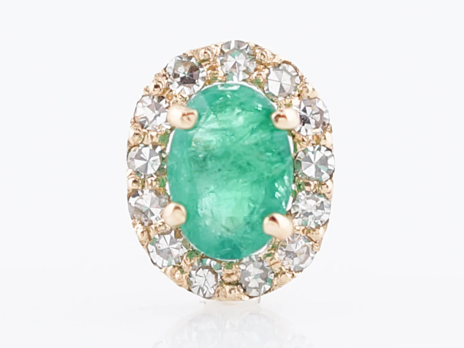 Modern Cluster Earrings 1.38 Oval Cut Emerald in 18k Yellow Gold - Image 4