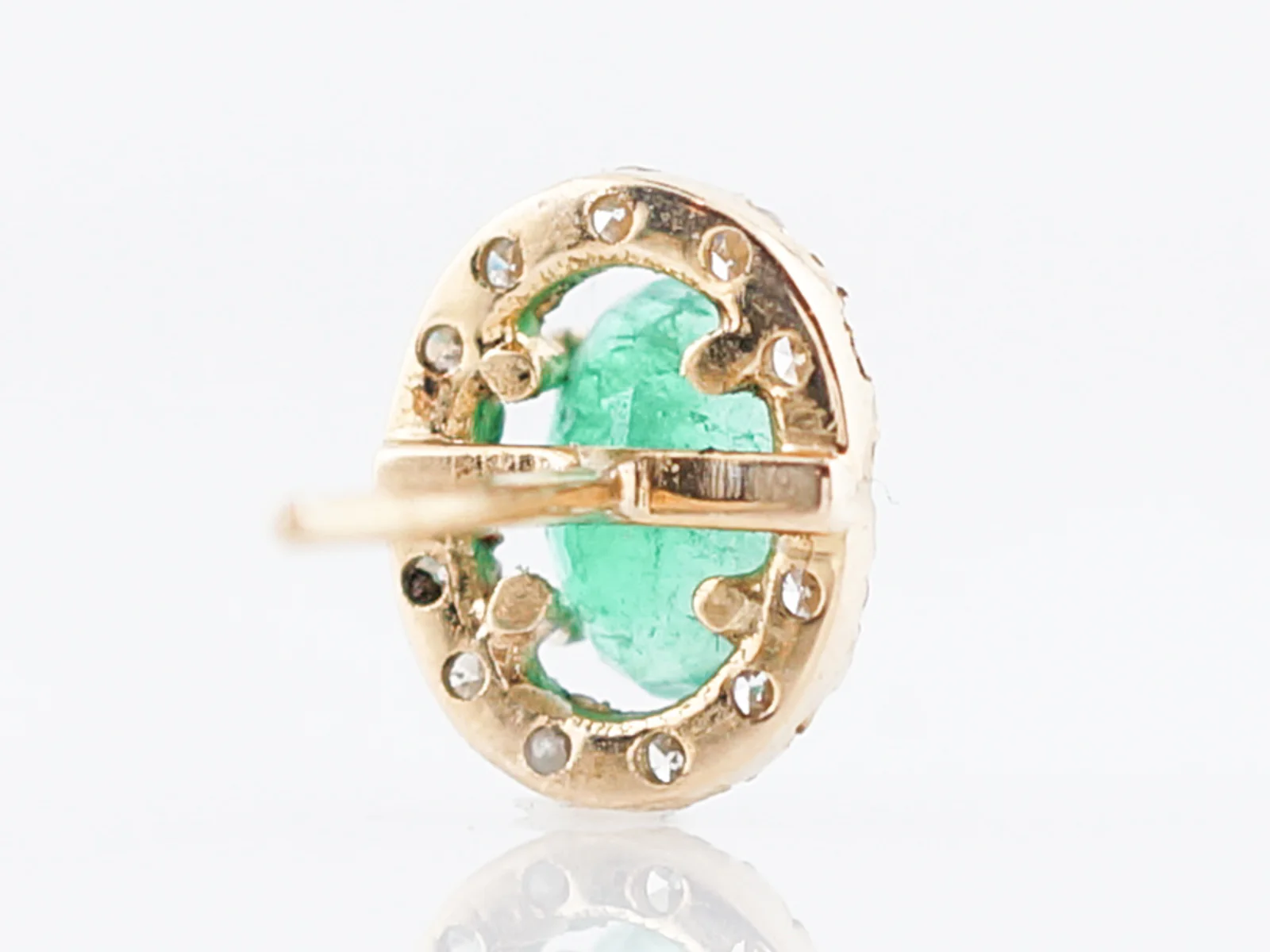 Modern Cluster Earrings 1.38 Oval Cut Emerald in 18k Yellow Gold - Image 6
