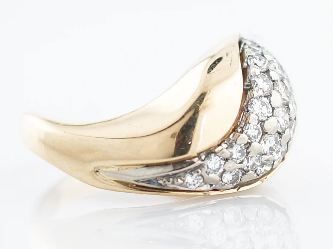 Modern Cocktail Ring 1.25 Pave Diamonds in 14K Yellow Gold - Image 2