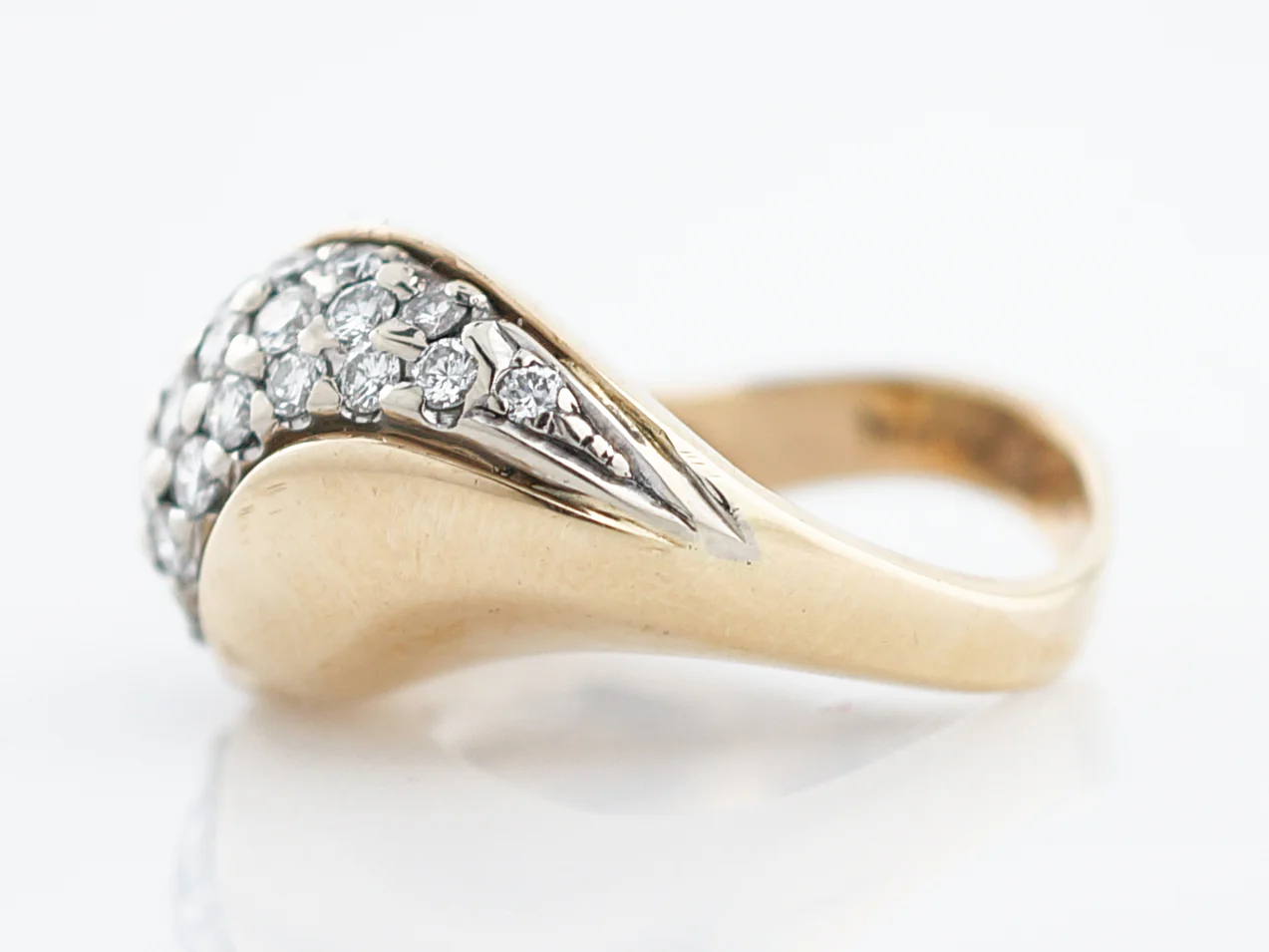Modern Cocktail Ring 1.25 Pave Diamonds in 14K Yellow Gold - Image 3