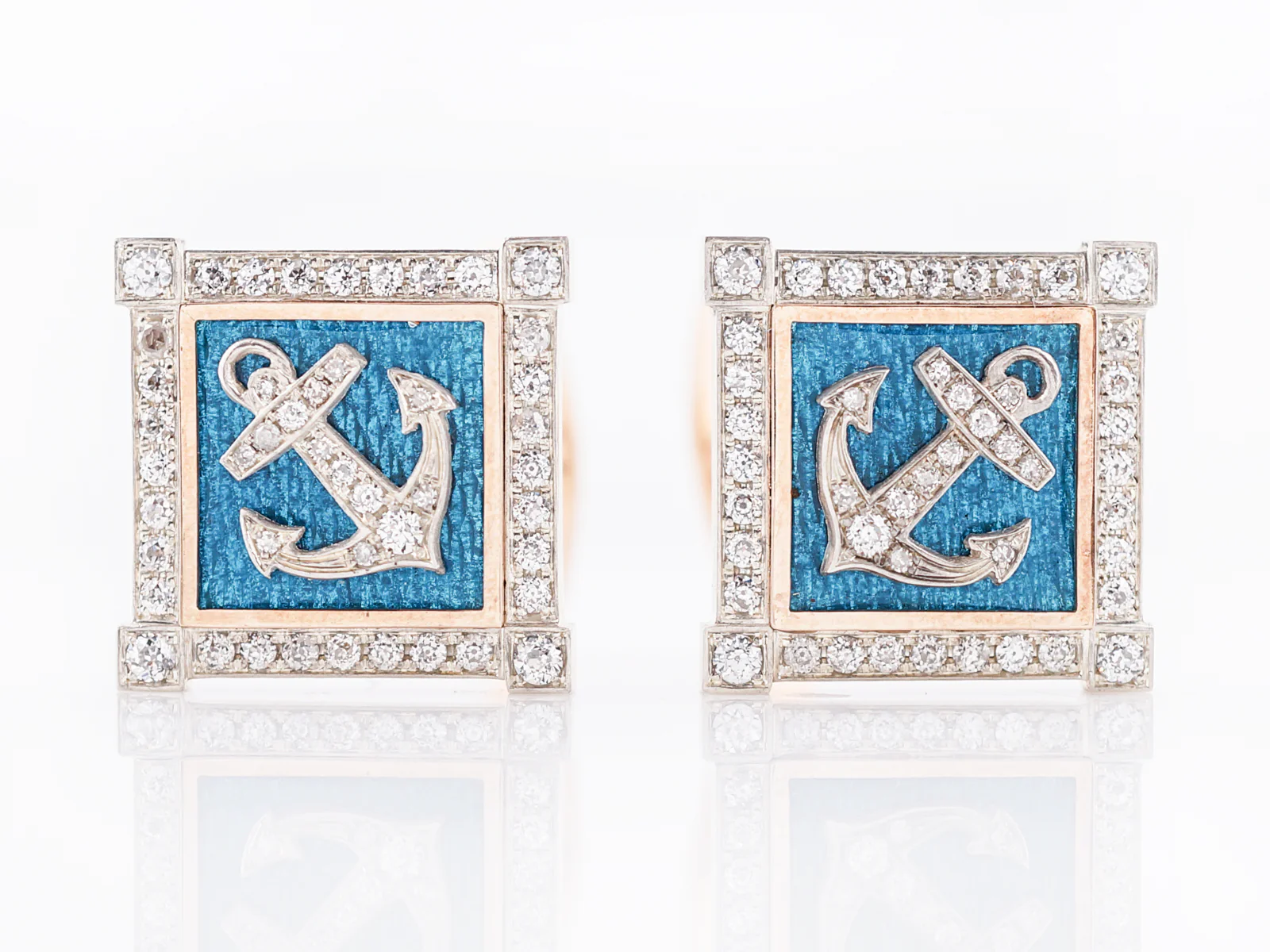 Modern Cufflinks 1.50 Old European Cut Diamonds in 18k Yellow Gold