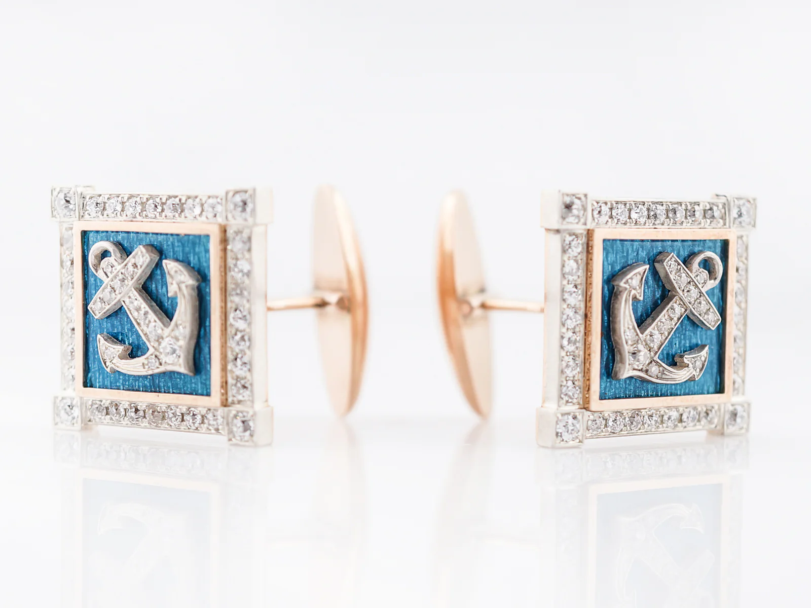 Modern Cufflinks 1.50 Old European Cut Diamonds in 18k Yellow Gold - Image 4