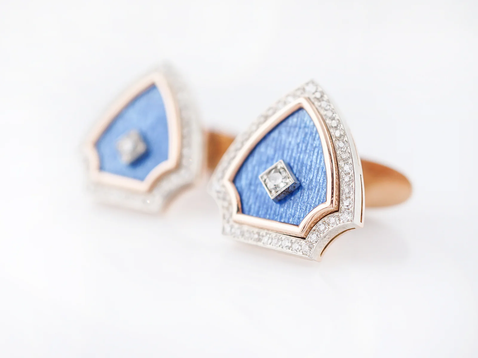 ***RTV***Modern Cufflinks 1.50 Round Brilliant Cut Diamonds in 14k Yellow Gold - Image 2