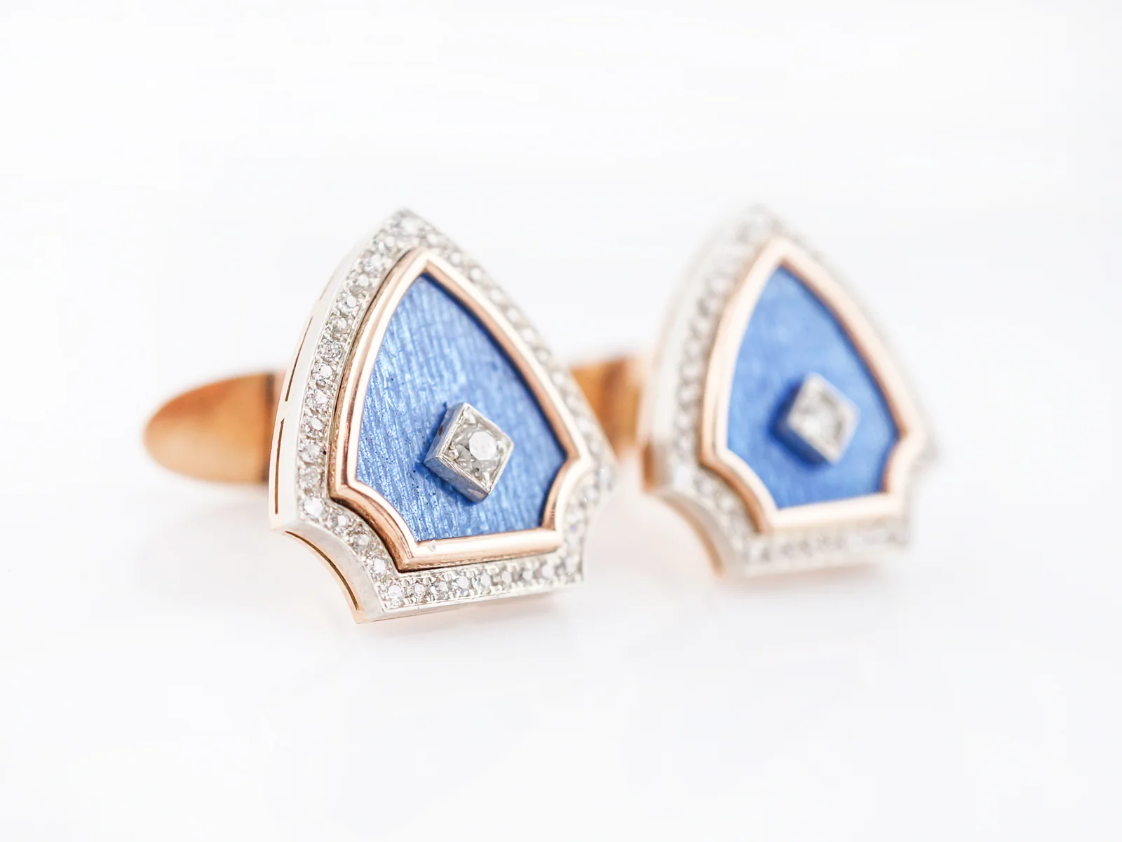 ***RTV***Modern Cufflinks 1.50 Round Brilliant Cut Diamonds in 14k Yellow Gold - Image 3