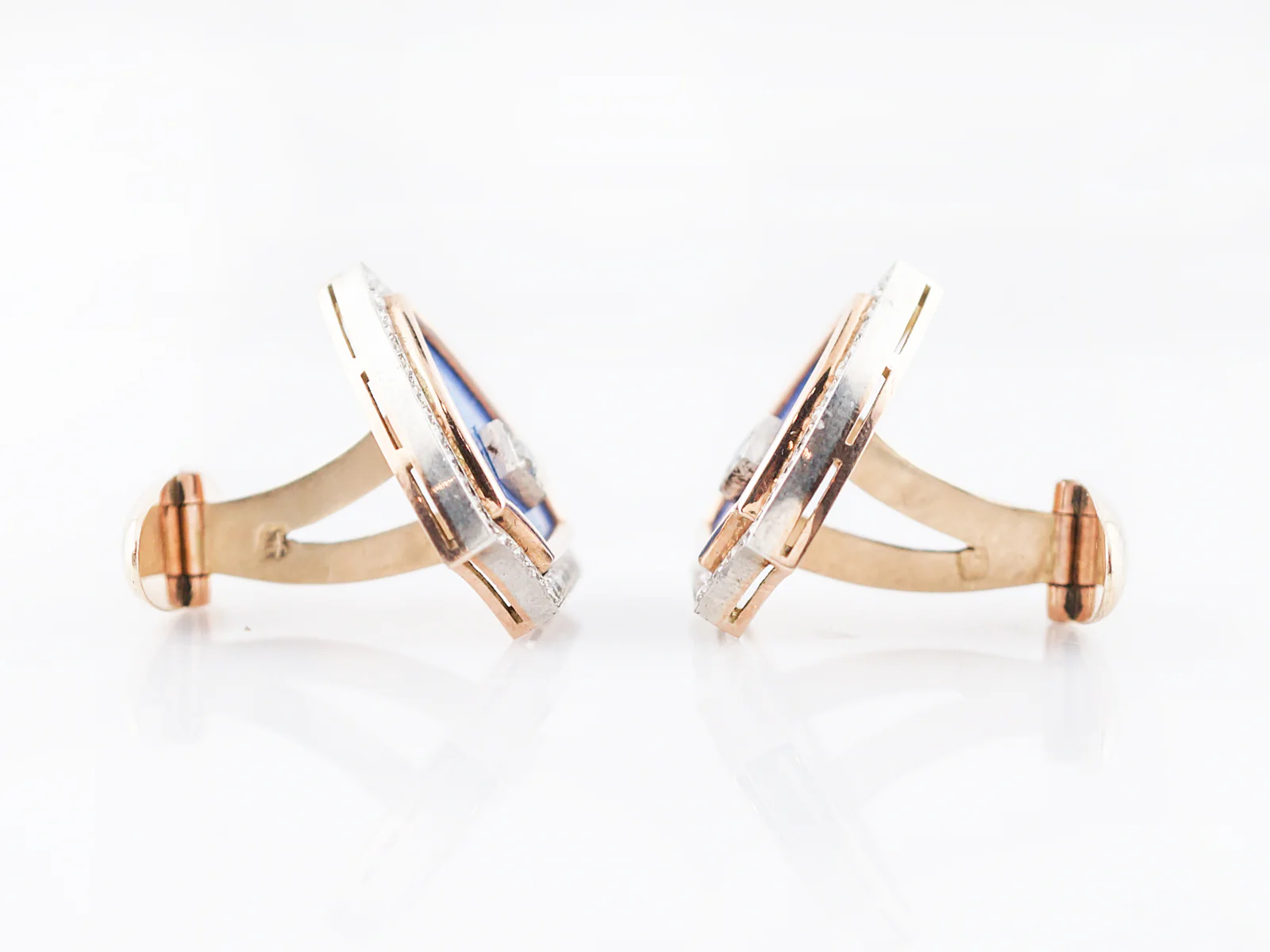 ***RTV***Modern Cufflinks 1.50 Round Brilliant Cut Diamonds in 14k Yellow Gold - Image 4