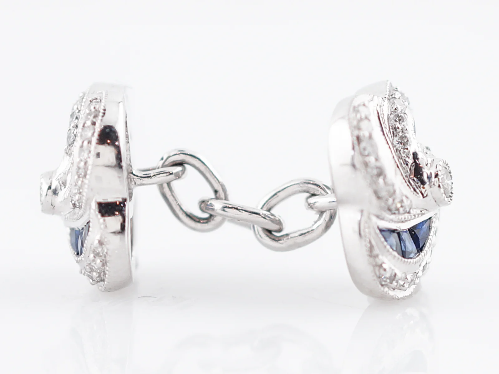 Modern Cufflinks 2.19 Sapphire & Diamonds in Platinum - Image 6