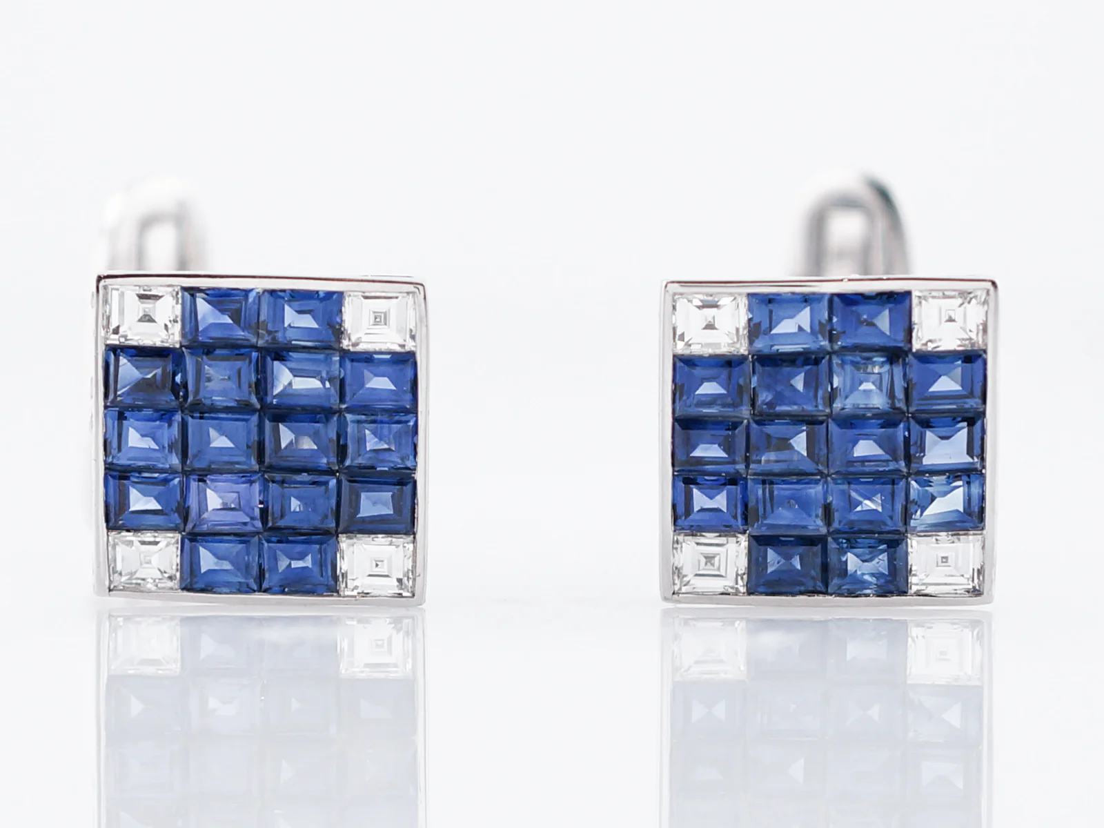 Modern Cufflinks 3.20 Sapphire & Diamonds in Platinum - Image 2