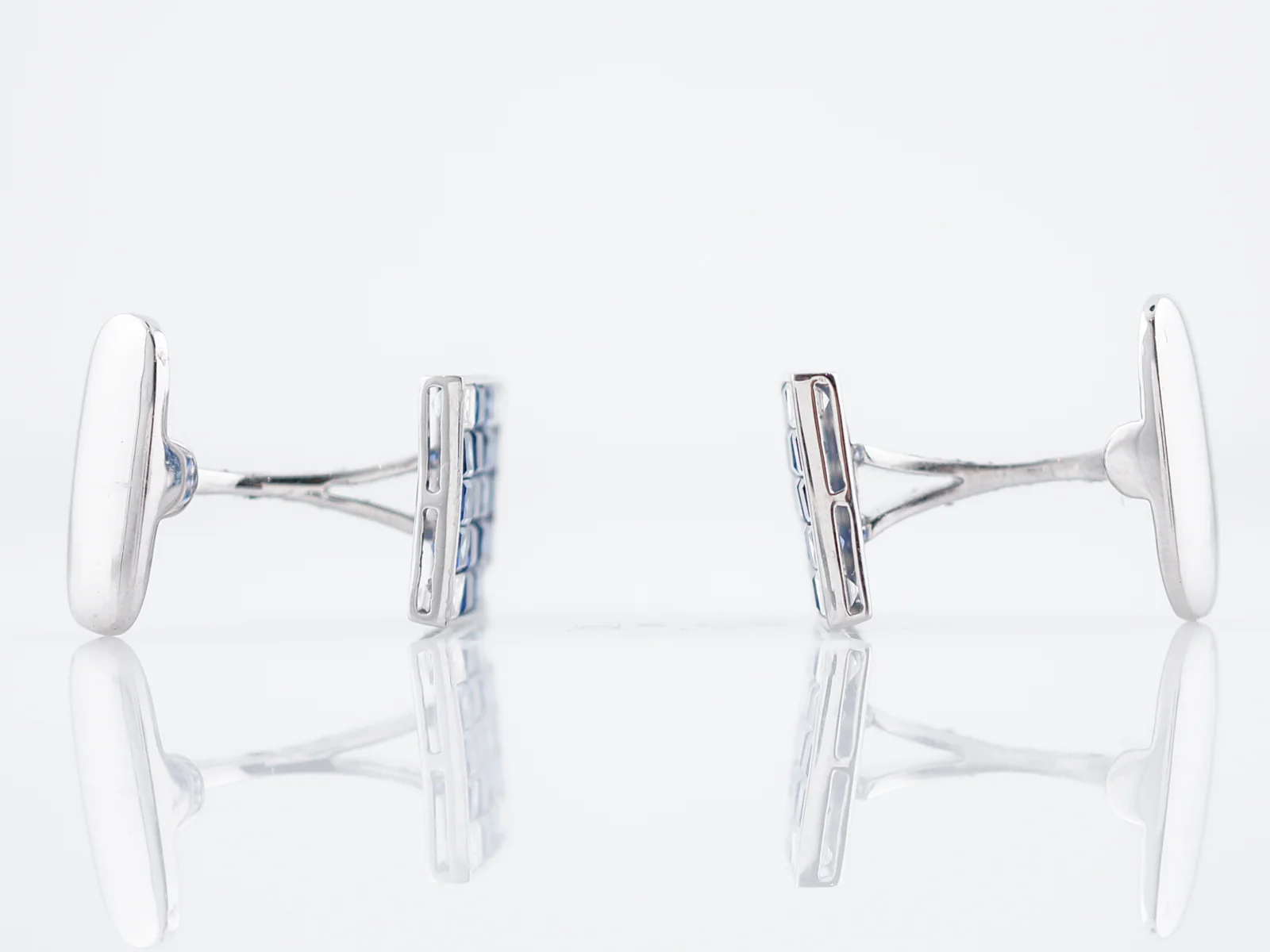 Modern Cufflinks 3.20 Sapphire & Diamonds in Platinum - Image 3