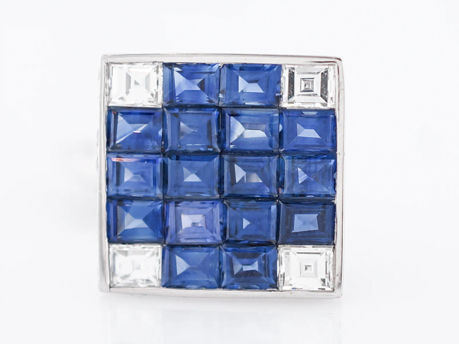 Modern Cufflinks 3.20 Sapphire & Diamonds in Platinum - Image 4