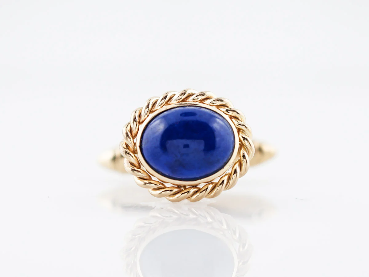 Modern Cufflinks Cabochon Cut Lapis in 18k Yellow Gold - Image 5