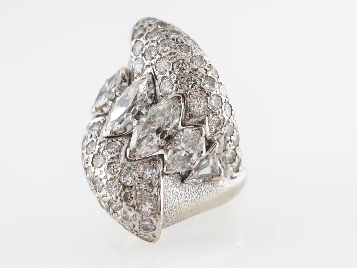 Modern Diamond Cluster Cocktail Ring in Platinum - Image 2