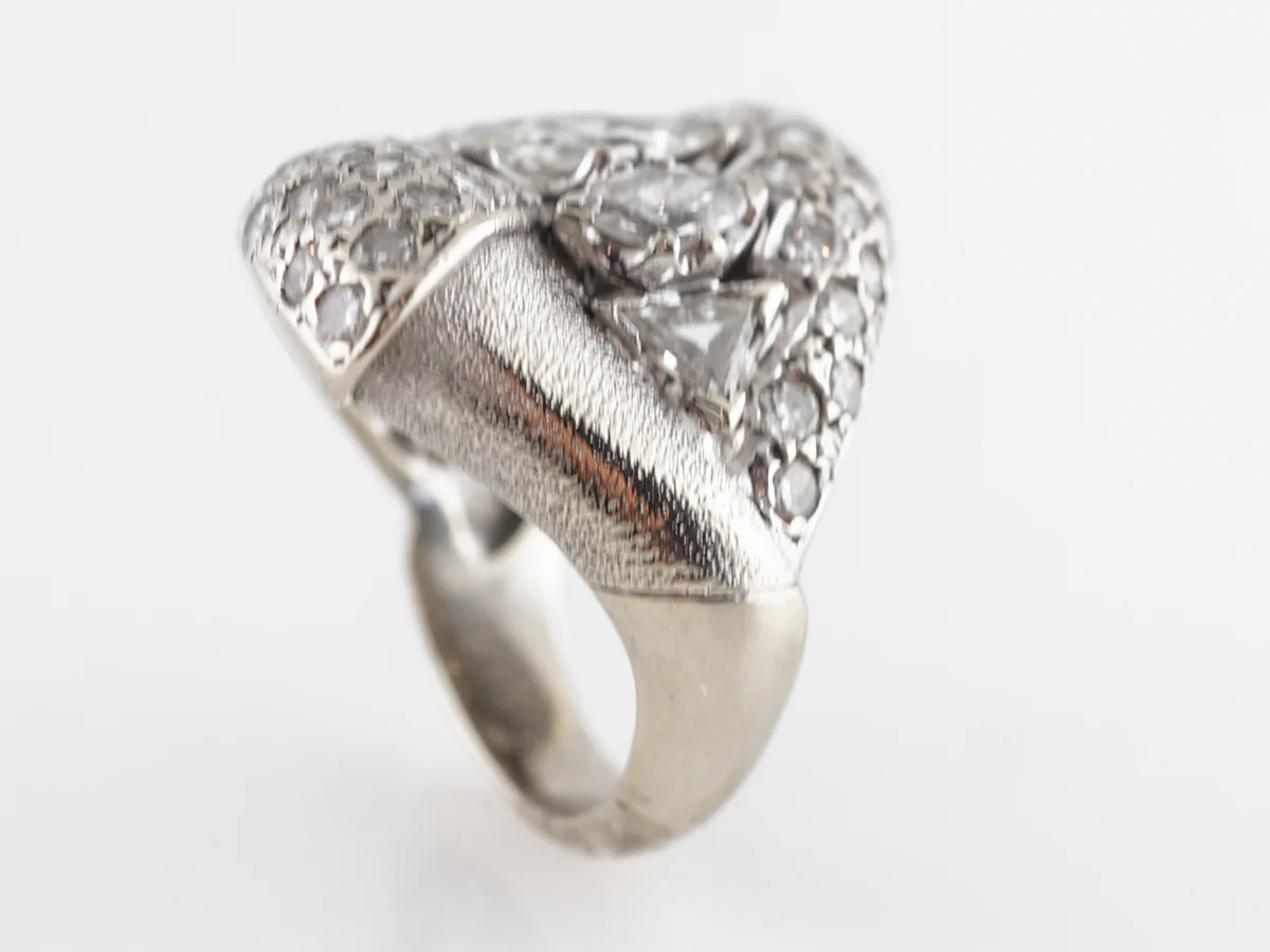 Modern Diamond Cluster Cocktail Ring in Platinum - Image 3