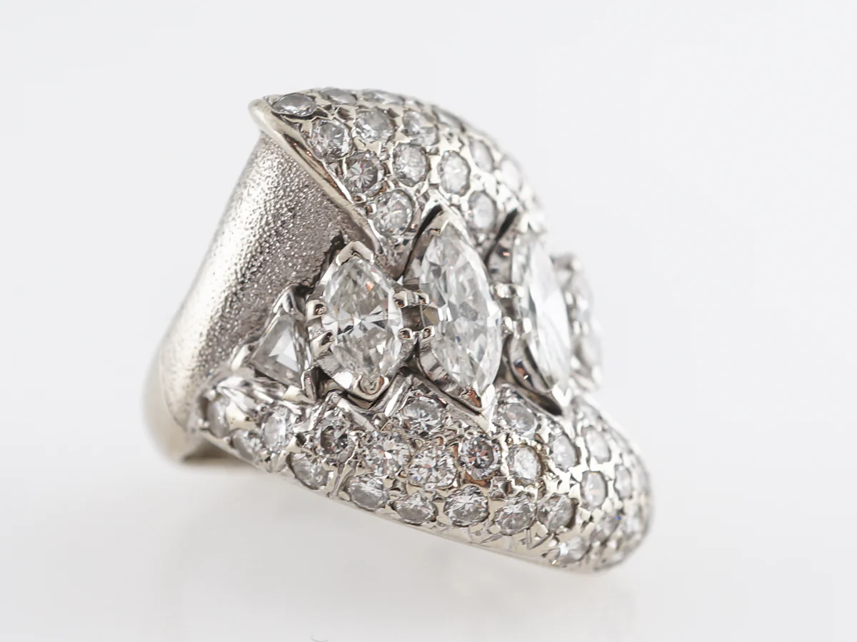 Modern Diamond Cluster Cocktail Ring in Platinum - Image 4