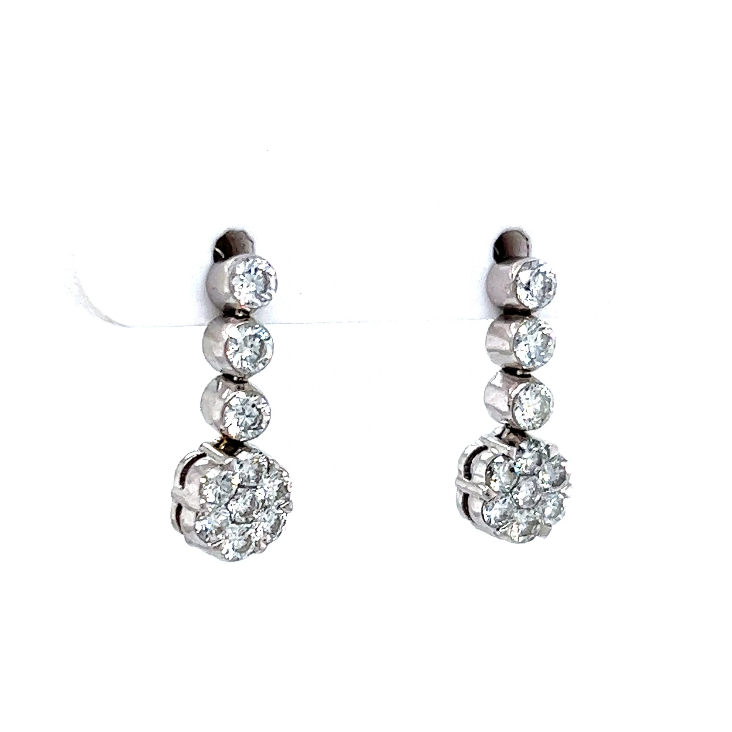 Modern Diamond Cluster Drop Earrings in 18k White Gold - Image 3
