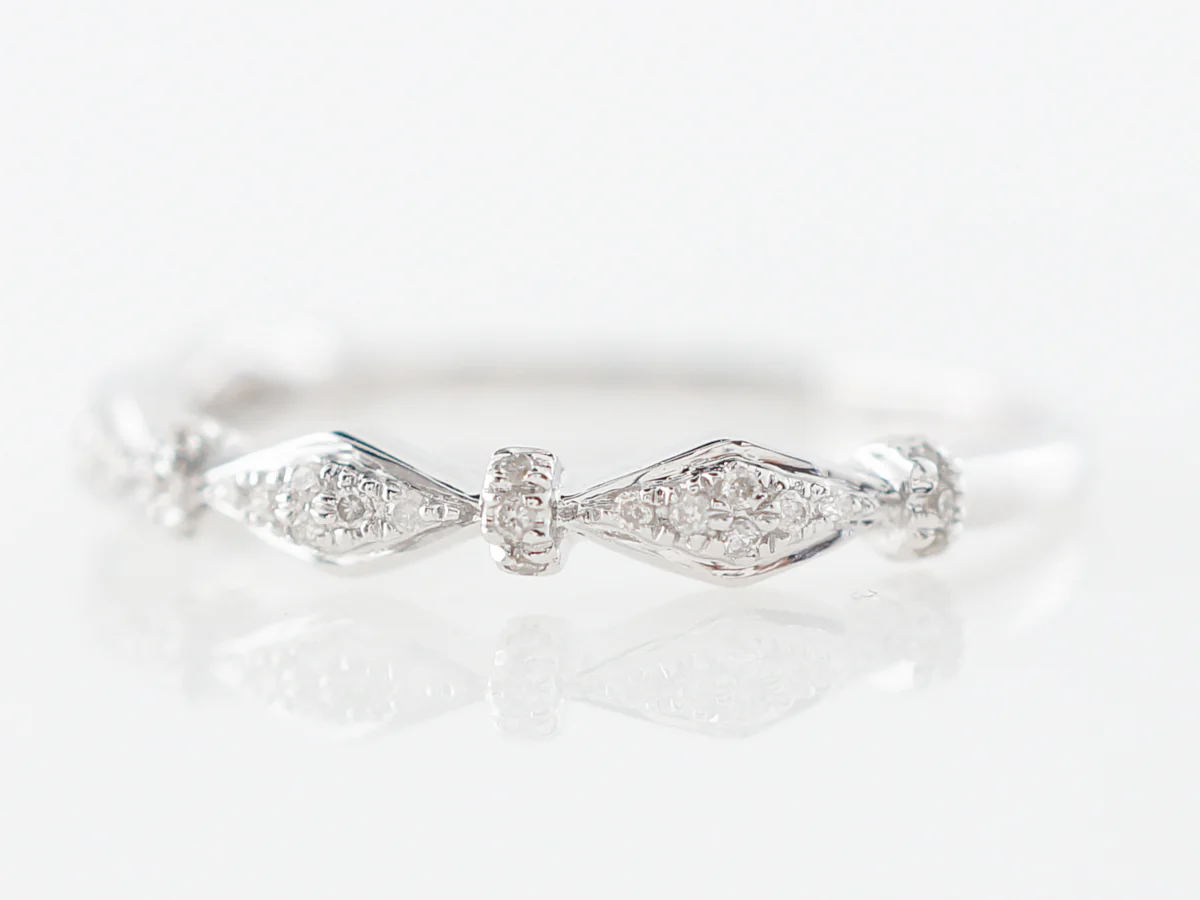 Modern Diamond Wedding Band in 14k White Gold - Image 2