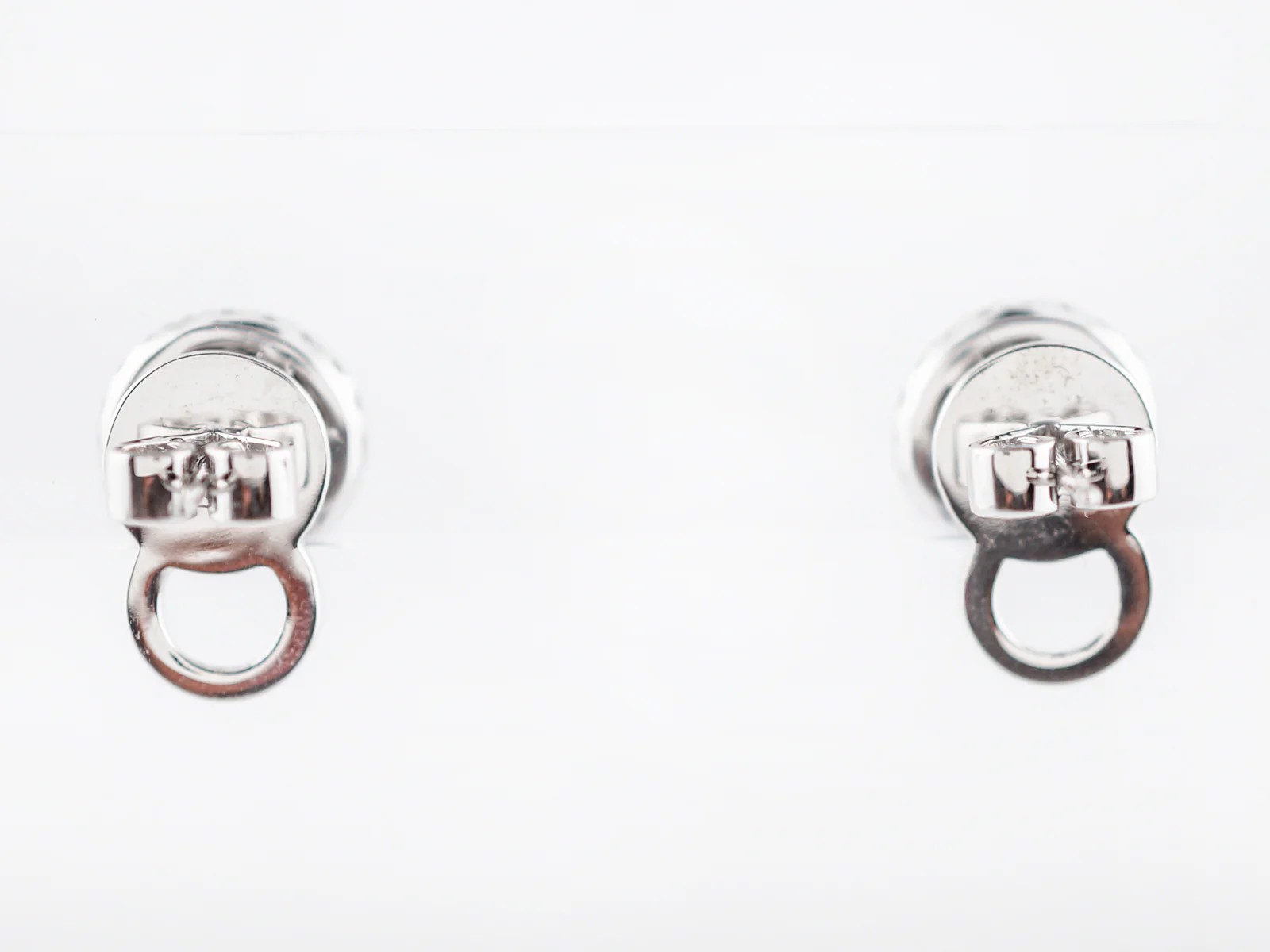Modern Earrings 1.00 Pave Round Brilliant Cut Diamonds in 14k White Gold - Image 3