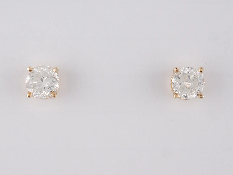 Modern Earrings 1.20 Round Brilliant Cut Diamonds in 14k Yellow Gold - Image 3