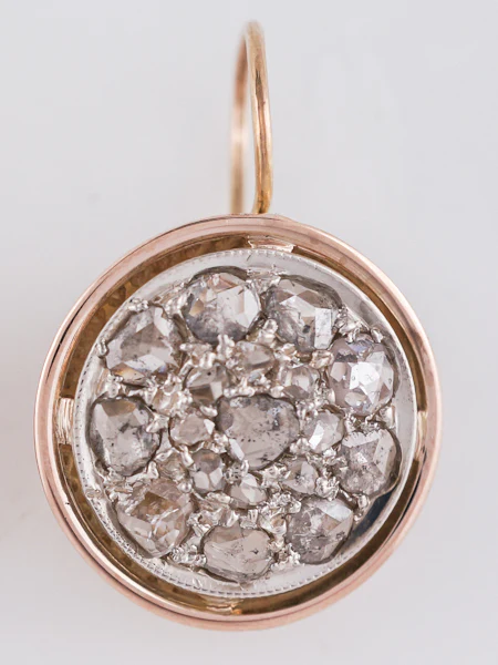 Modern Earrings 1.58 Rose Cut Diamonds in 14k Yellow & White Gold - Image 4
