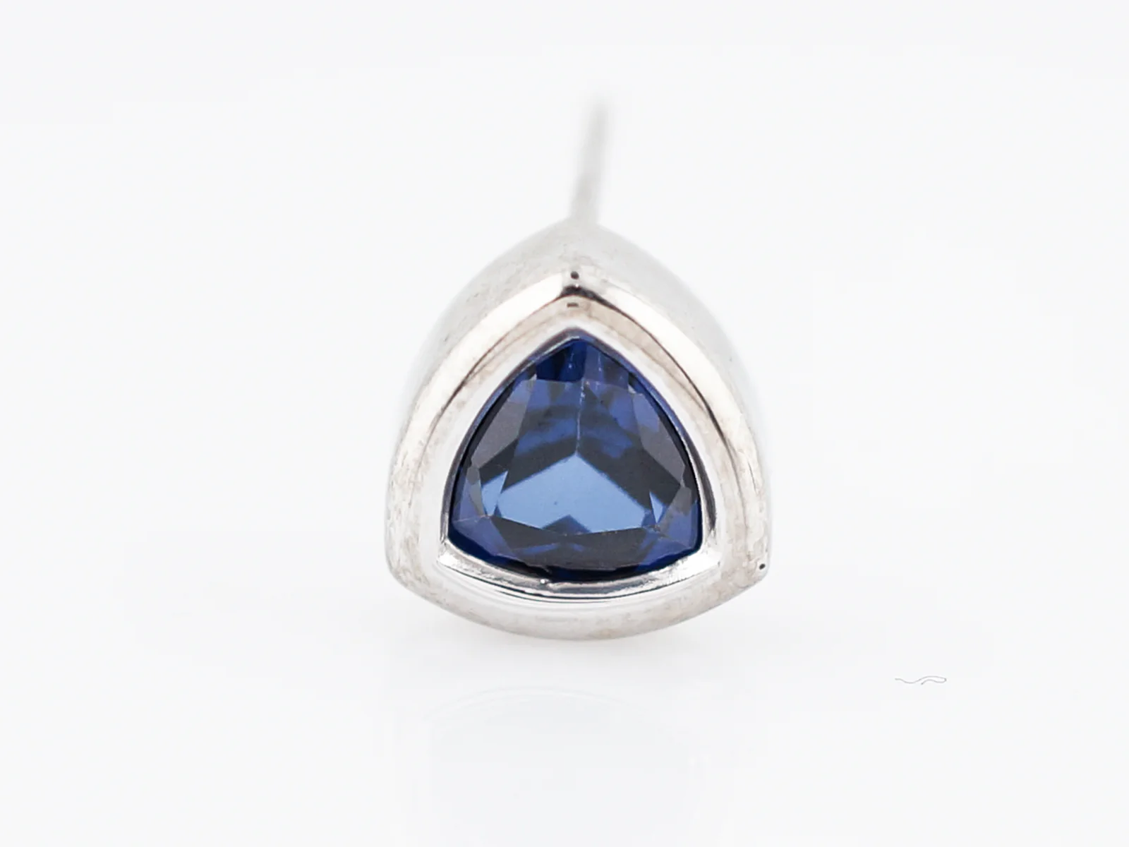 Modern Earrings 1.98 Trilliant Cut Sapphire in 14k White Gold - Image 4