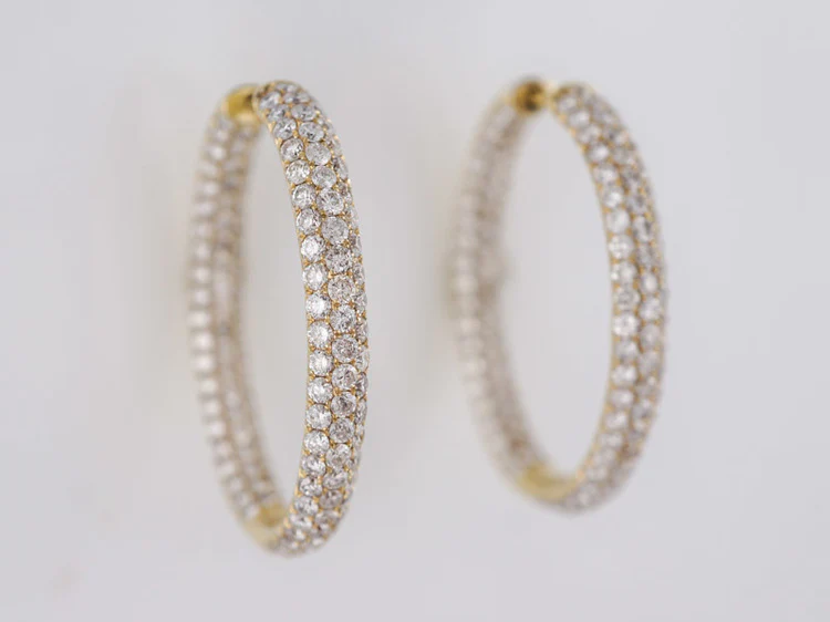 Modern Earrings 2.00 Round Brilliant Cut Diamonds in 14k Yellow Gold - Image 2