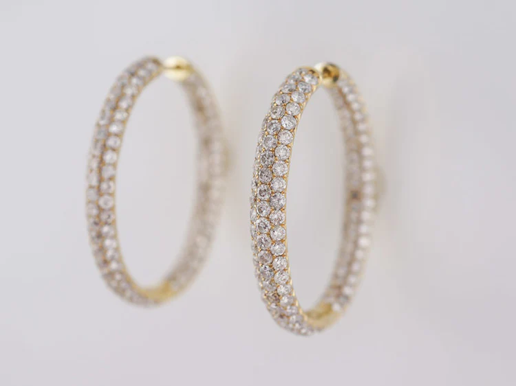 Modern Earrings 2.00 Round Brilliant Cut Diamonds in 14k Yellow Gold - Image 3