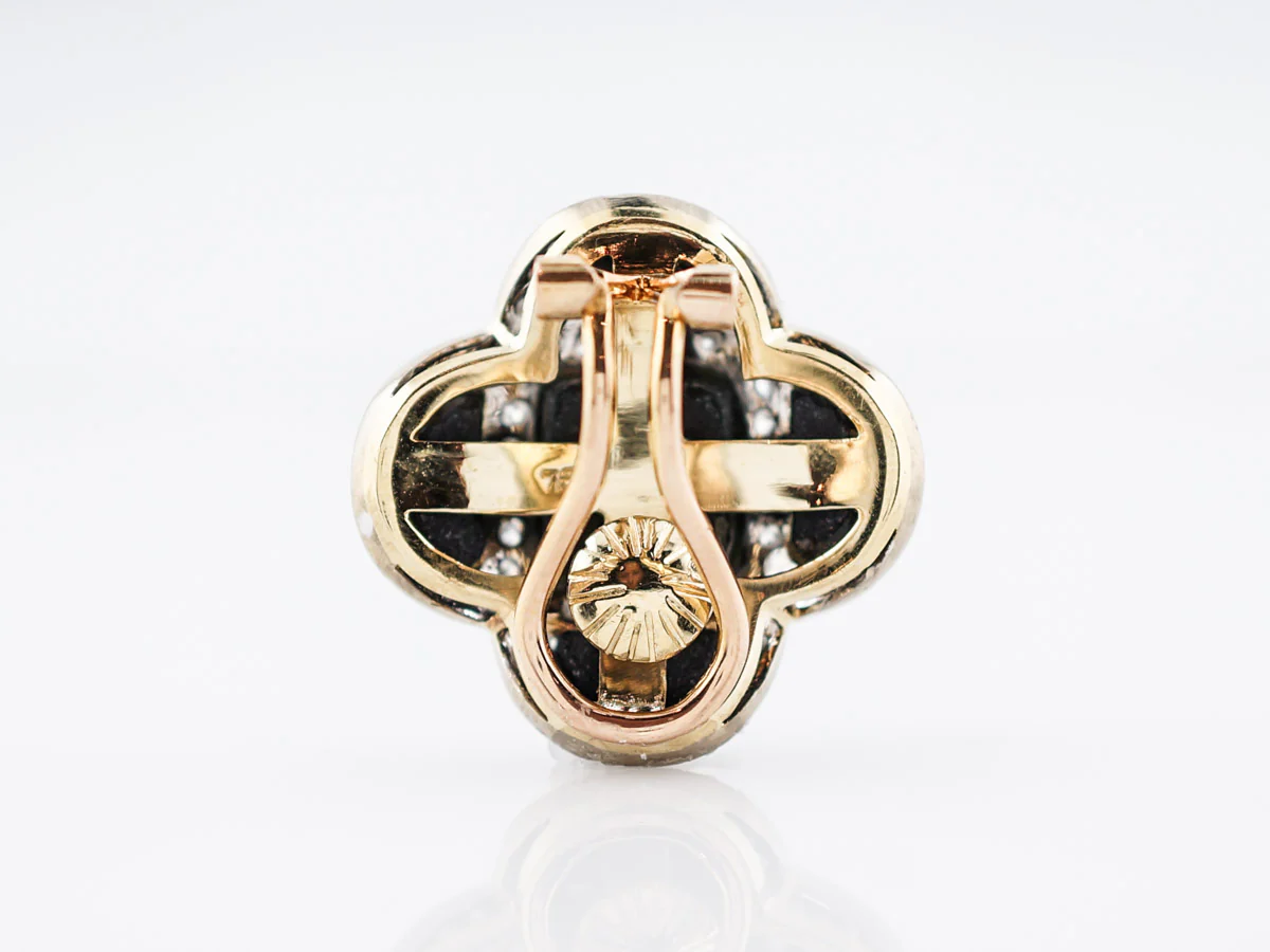 Modern Earrings 2.00 Round Brilliant Cut Diamonds & Onyx in 18k Yellow Gold - Image 7