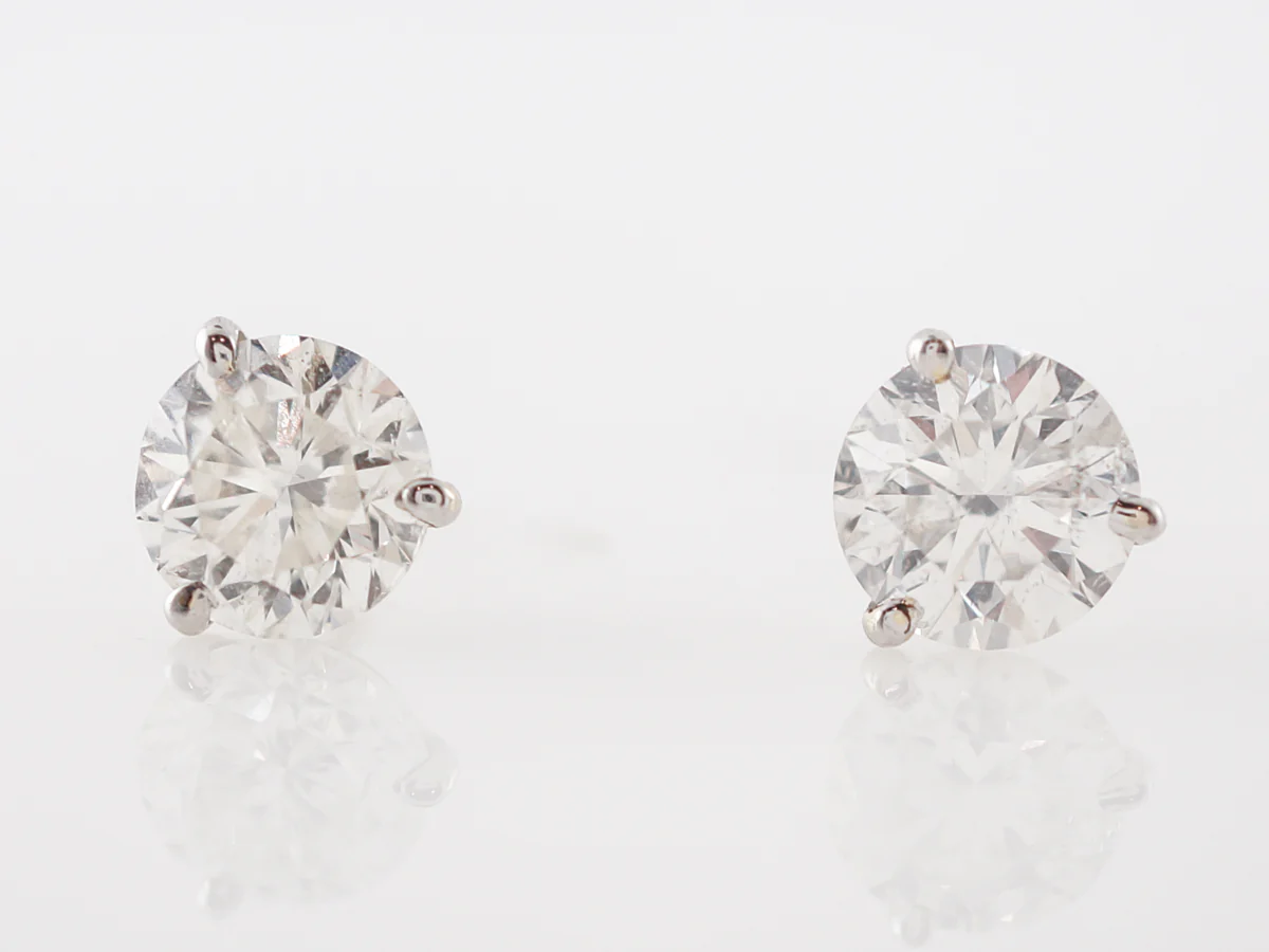 Modern Earrings 3.02 Round Brilliant Cut Diamonds in 18k White Gold