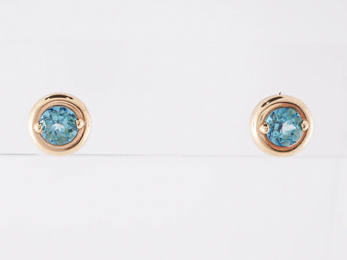 Modern Earrings .66 Round Cut Topaz in 14k Yellow Gold