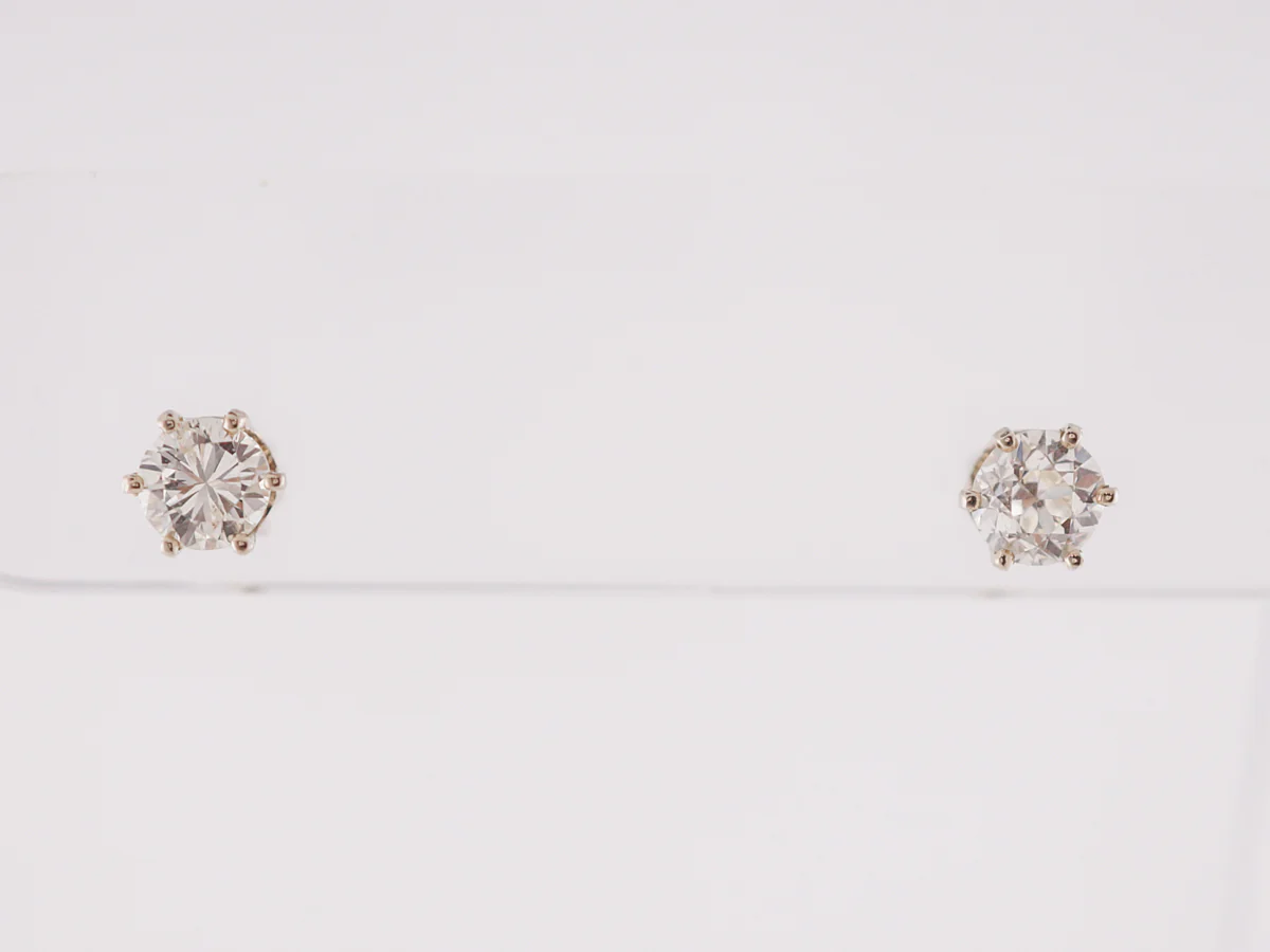 Modern Earrings .92 Round Brilliant Cut Diamonds in 14k White Gold