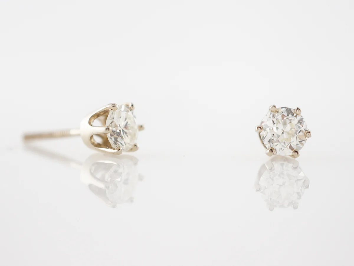 Modern Earrings .92 Round Brilliant Cut Diamonds in 14k White Gold - Image 3