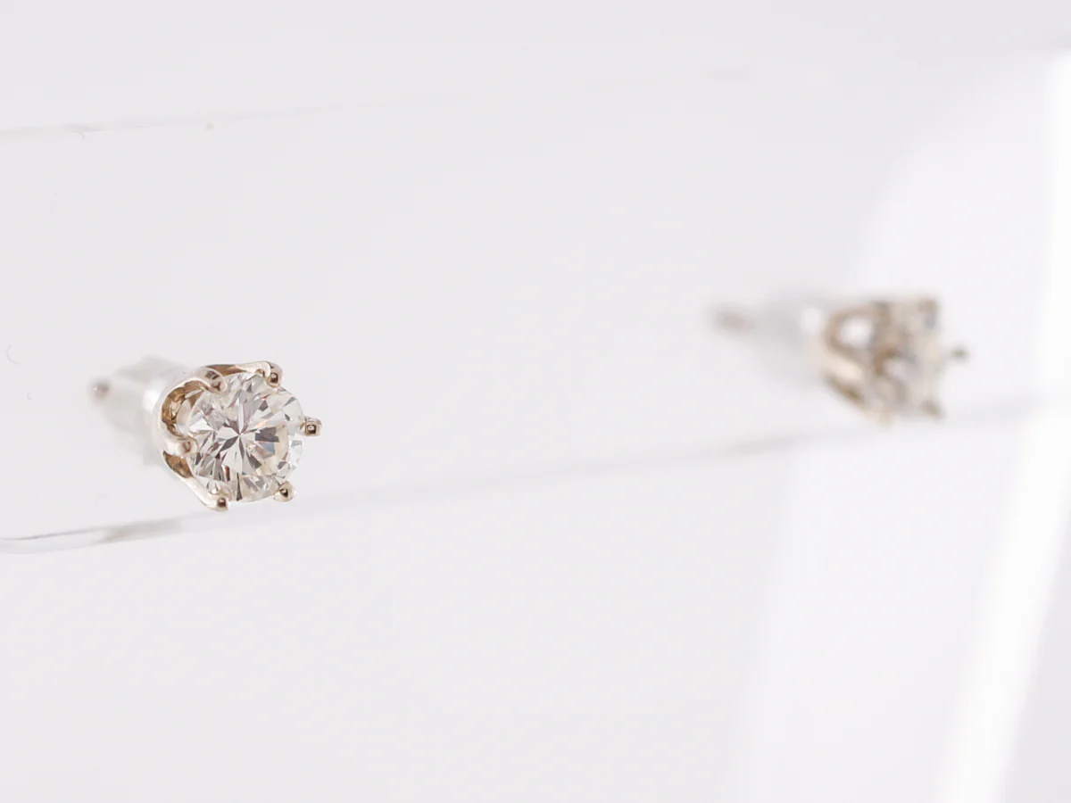 Modern Earrings .92 Round Brilliant Cut Diamonds in 14k White Gold - Image 4