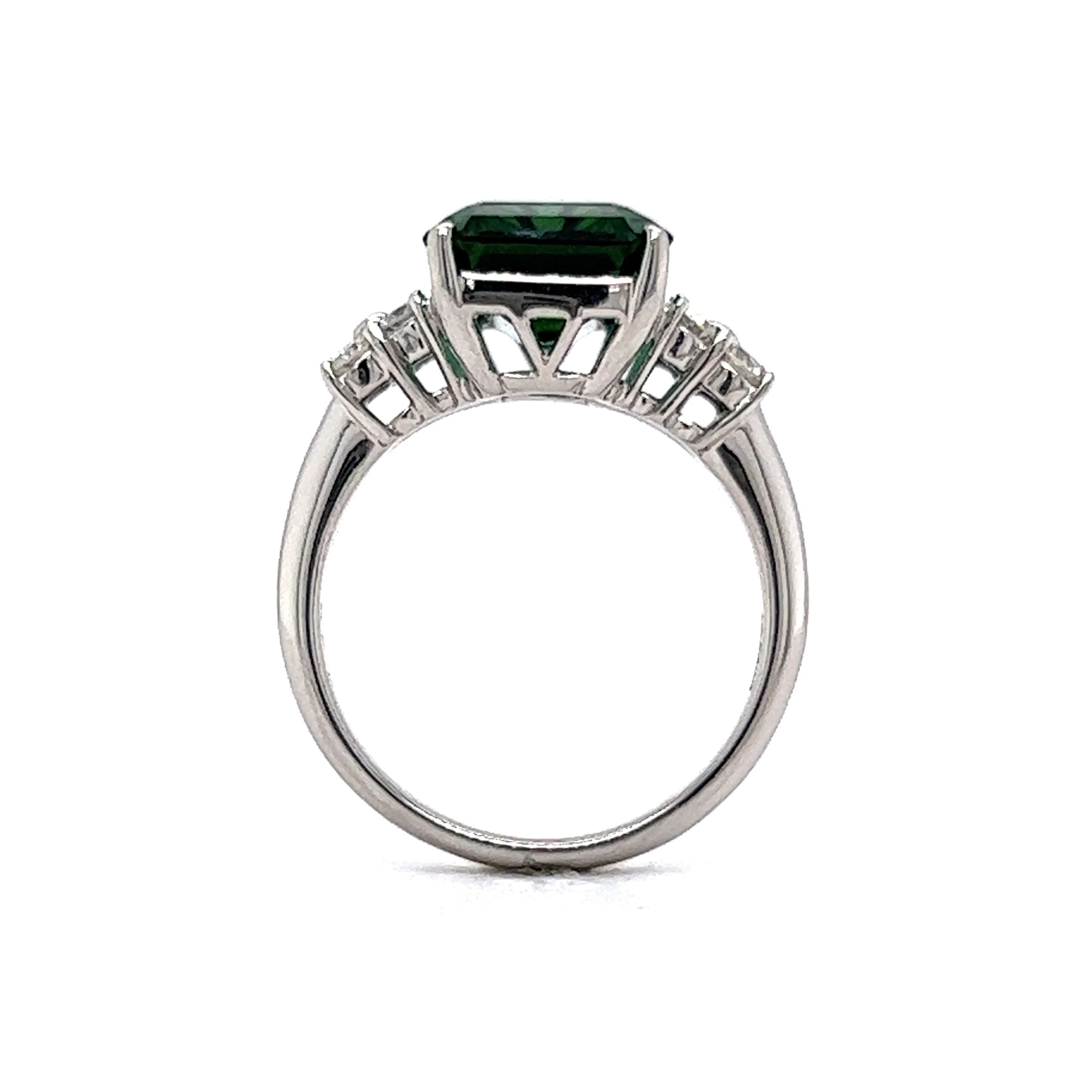Modern Emerald Cut Tourmaline Cocktail Ring in Platinum - Image 4